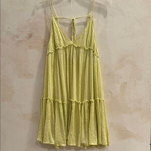 Lemon Yellow Tiered Mini Dress